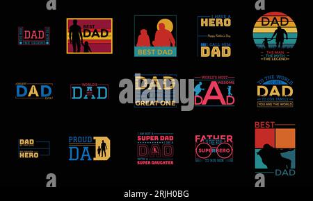 Father's Day T Shirt Design Bundle Stock Vector