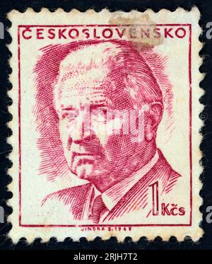 Ludvík Svoboda (1895 – 1979). Postage stamp issued in Czechoslovakia in 1968. Ludvík Svoboda was a Czech general and politician. He fought in both World Wars, for which he was regarded as a national hero, and he later served as the president of Czechoslovakia from 1968 to 1975. Stock Photo