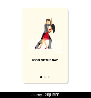 Dancing couple flat icon Stock Vector