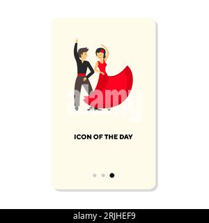 Dancing couple or pair flat icon Stock Vector