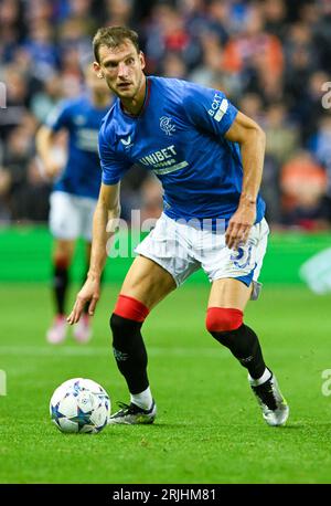 Glasgow, UK. 22nd Aug, 2023. Borna Barisic of Rangers during the UEFA Champions League match at Ibrox Stadium, Glasgow. Picture credit should read: Neil Hanna/Sportimage Credit: Sportimage Ltd/Alamy Live News Stock Photo