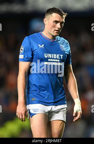 Glasgow, UK. 22nd Aug, 2023. John Souttar of Rangers during the UEFA Champions League match at Ibrox Stadium, Glasgow. Picture credit should read: Neil Hanna/Sportimage Credit: Sportimage Ltd/Alamy Live News Stock Photo