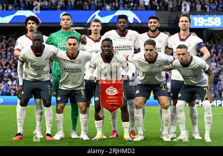 Glasgow, UK. 22nd Aug, 2023. The PSV team that started during the UEFA Champions League match at Ibrox Stadium, Glasgow. Picture credit should read: Neil Hanna/Sportimage Credit: Sportimage Ltd/Alamy Live News Stock Photo