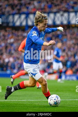 Glasgow, Scotland, 22nd August 2023.   Todd Cantwell of Rangers during the UEFA Champions League match at Ibrox Stadium, Glasgow. Picture credit should read: Neil Hanna / Sportimage Stock Photo