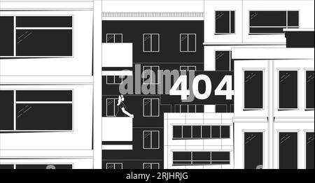 Looking on city black white error 404 flash message Stock Vector