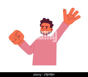 Joyful indian man semi flat color vector character Stock Vector