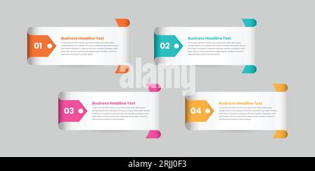 Four steps minimalist business data presentation infographic element design Stock Vector