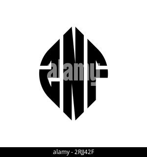 ZNF circle letter logo design with circle and ellipse shape. ZNF ellipse letters with typographic style. The three initials form a circle logo. ZNF Ci Stock Vector
