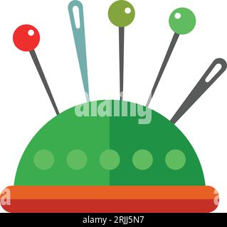 Pincushion with pins icon Stock Vector