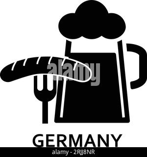 Sausage and beer mug with Germany lettering Stock Vector