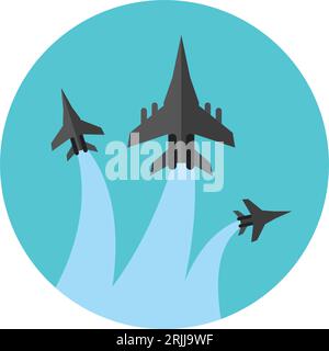 Military Fighter Jets Performance Icon Stock Vector