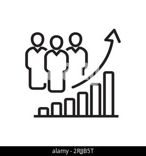 population growth icon, increase social development, global demography, people evolution chart, thin line symbol on white background Stock Vector