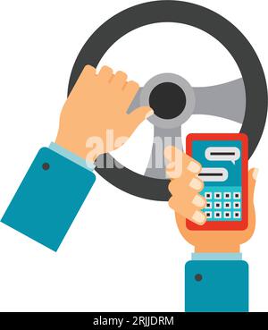 Driver using mobile phone icon Stock Vector