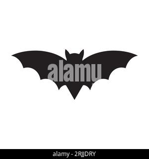 Bat. Silhouette. Vector illustration. Isolated white background. Flat style. Halloween symbol. Vampire animal. A blood-sucking mammal. All Saints Day. Stock Vector