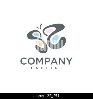 SS or SE colorful logo letter Butterfly conceptual simple icon. Vector illustration Stock Vector