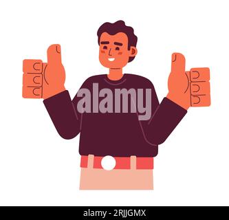 Man showing all right gesture semi flat color vector character Stock Vector