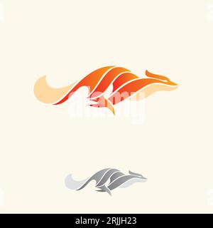 Abstract Running Fox logo gradient colorful style vector template. Vector illustration Stock Vector