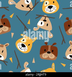 Cute seamless pattern with handdrawn dogs. Stock Vector