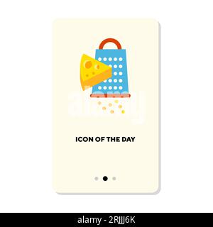 Cheese and grater flat icon Stock Vector