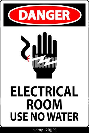 Restricted Area Sign Danger Electrical Room Use No Water Stock Vector