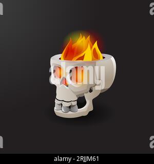 Fire burning in skull vector illustration Stock Vector