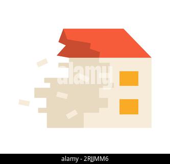 Broken building semi flat colour vector object Stock Vector