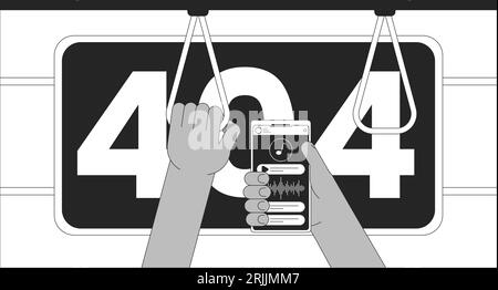 Subway music black white error 404 flash message Stock Vector