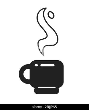 Fragrant steaming drink in coffee cup monochrome flat vector object Stock Vector