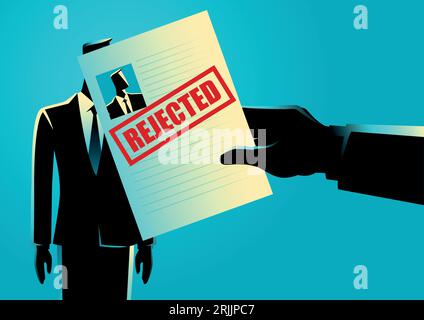 Business concept vector illustration of  hand holding a paper with rejected stamp Stock Vector