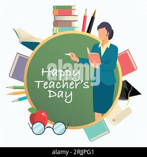 Vector illustration of Happy Teacher’s Day concept, decorative symbol Stock Vector