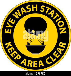 Floor Sign Eye Wash Station - Keep Area Clear Stock Vector