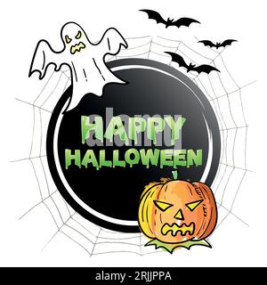 Vector illustration of Happy Halloween icon or banner isolated on white Stock Vector