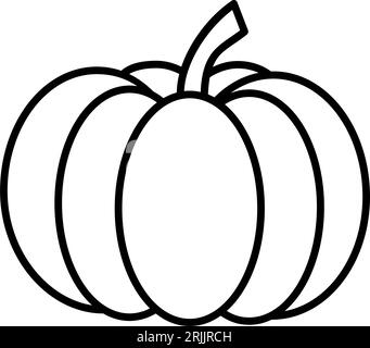 Outlined pumpkin, pumpkin doodles, pumpkin line art vector illustration. Coloring page. Thanksgiving Stock Vector