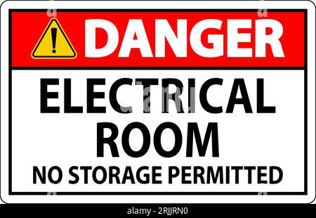 Danger Sign Electrical Room, No Storage Permitted Stock Vector
