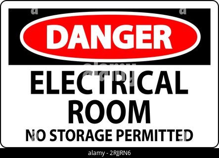 Danger Sign Electrical Room, No Storage Permitted Stock Vector