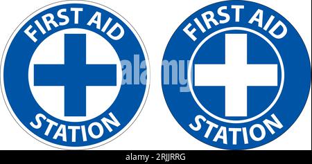 Floor Sign, First Aid Station Stock Vector