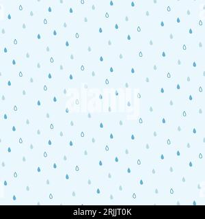 Seamless pattern with raindrops on white background. Vector illustration. Stock Vector