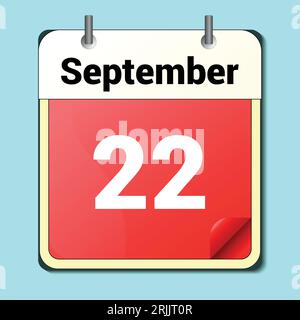 day on the calendar, vector image format, September 22. Stock Vector