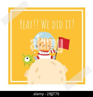 Dont give up. Cute card with astronaut in space. Vector illustration Stock Vector