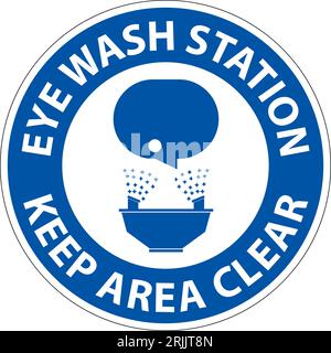 Floor Sign Eye Wash Station - Keep Area Clear Stock Vector