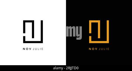 Modern and unique NJ logo design Stock Vector