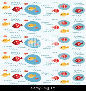 Seamless pattern with fish. Cute vector background. Vector illustration. Stock Vector