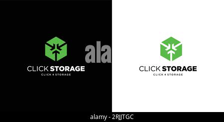 Unique and modern storage click logo design Stock Vector