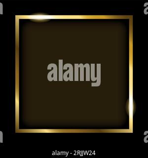 Vector illustration of golden rectangle frame isolated on black background. Stock Vector