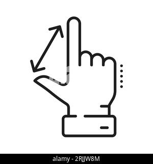 Increase and reduce sign, resize hand gesture icon. Decrease and expand symbol, bigger and smaller, maximize view. Arrows for growth and scaling Stock Vector