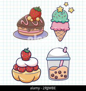 Vector cupcake and sweets icon set hand drawn vector illustration Stock Vector