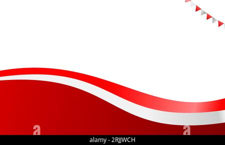 Backdrop 17 august. Shape background Happy Independence Day of Indonesia with wavy flag. white and red color. celebration design template for banner Stock Vector