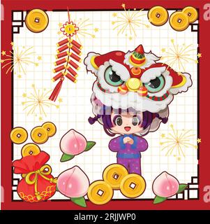 happy Mid Autumn Festival Greeting illustration in traditional Chinese ...
