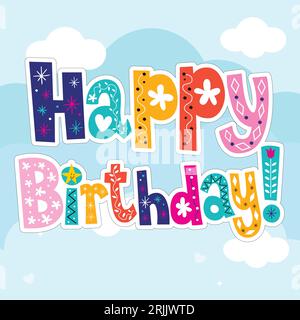 Vector birthday party elements set cute cartoon animals vector illustration Stock Vector