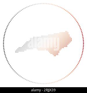 North Carolina digital badge. Dotted style map of North Carolina in circle. Tech icon of the us state with gradiented dots. Awesome vector illustratio Stock Vector